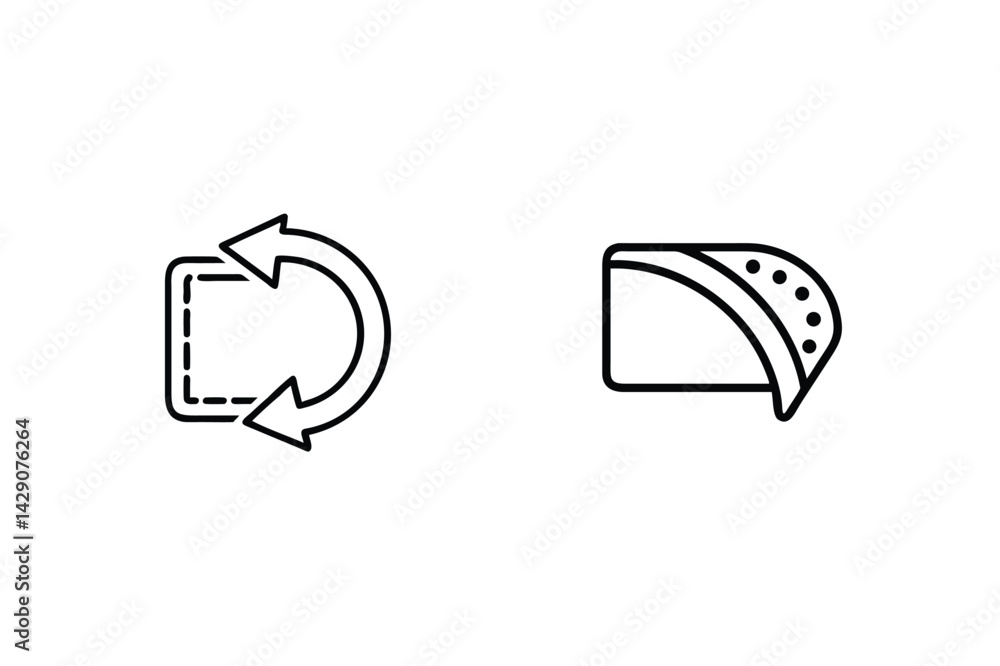 Poster filter rotation and retouching icons set simple line art illustration