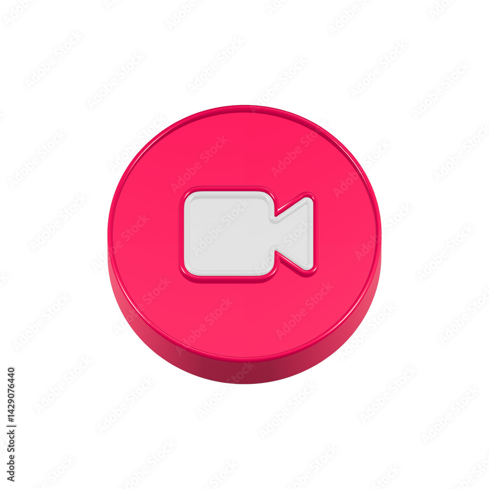 Poster record video button 3d rendering
