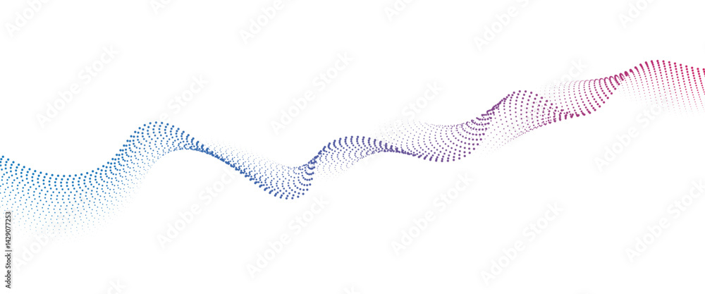 Leinwandbilder Flowing Dot Wave halftone gradient pattern on transparent background	
