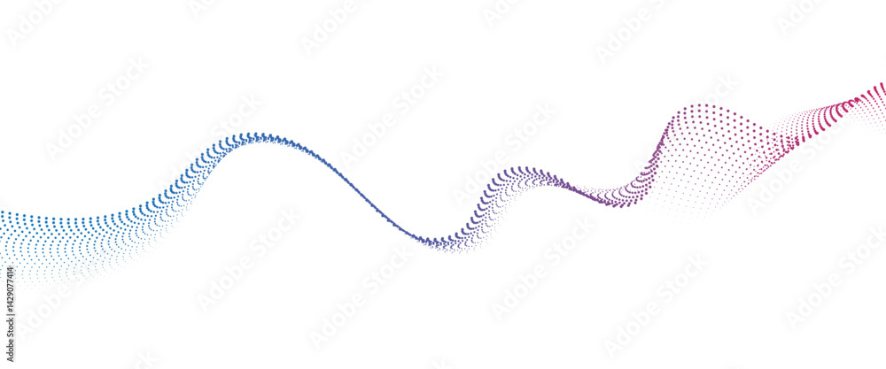 Fototapete flowing dot wave halftone gradient pattern on transparent background