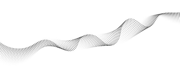 Flowing Dot Wave halftone gradient pattern on transparent background	
