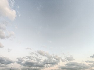 Cloudy SKY, Ornamental clouds, Blue SKY with light of sunshine having small and large clouds, Blue...