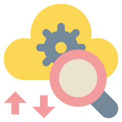 cloud gear setting search finding flat style icon