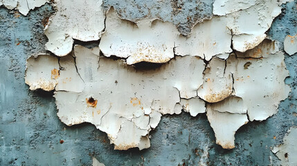 Obraz premium Closeup of Peeling White and Grey Paint on Weathered Surface