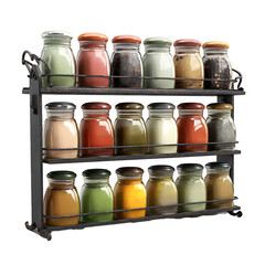 3d Render Of A Spice Rack With Assorted Jars