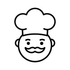 chef face mustache hat icon vector line art