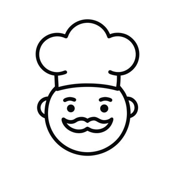 recommend clip art: chef face mustache hat icon vector line art