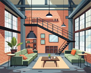 Modern Loft Apartment with Industrial Design © Urshia
