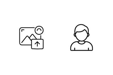 Picture Upload With User Account Outline Illustration Vector Design Concept