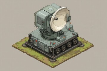 Fototapeta premium Mobile Radar System on a Vehicle Base with Satellite Dish for Tracking