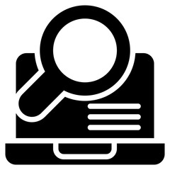 laptop computer search finding magnifying solid glyph icon