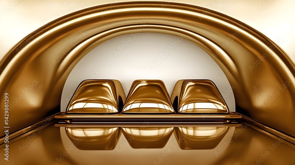 Poster dynamic visualization of portfolio bars in gold abstract environment digital art