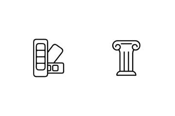 Icons Of Travel Essentials And Ancient Architecture On White Background Design
