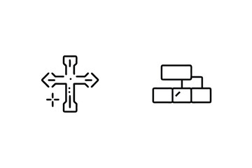 Outline Icons Illustrating Directional Arrow And Block Diagram For Web Development Purposes