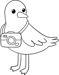 Sea gull, Sea bird with Camera Outline