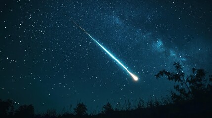 Naklejka premium Celestial Wonder: A Shooting Star's Night Flight Across the Milky Way
