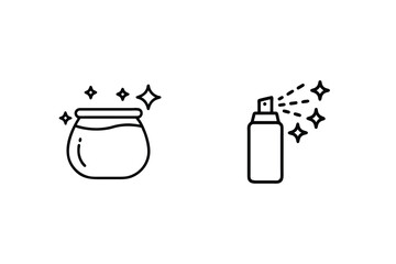 Line Art Of A Cream And A Spray Bottle On White Background