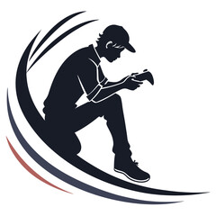 Silhouette Of A Gamer Playing Console Video Games In A Stylized Setting