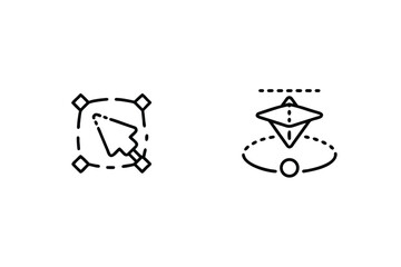 Design Selection And Transform Tool Minimalist Icons Black Outline Vector Illustration