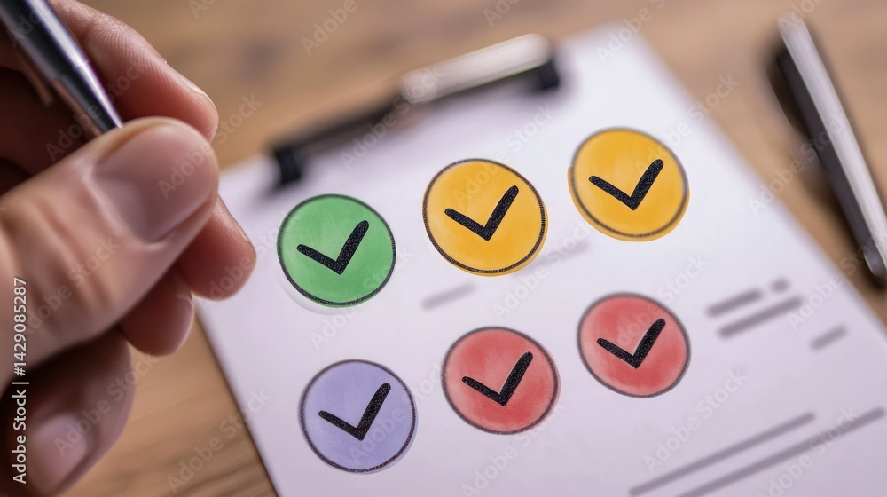 Poster a hand selecting â€˜very satisfiedâ€™ on a feedback form with different satisfaction levels.
