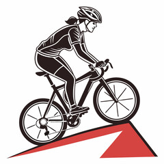 Obraz premium Cyclist Ascending Red Arrow Vector Illustration Fitness And Endurance Challenge