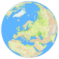 Fototapeta premium View of the earth from space showing the location of Latvia