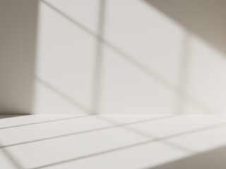 Empty studio or room with sunny shadow. Minimal scene backdrops for product display. 3D Rendering.