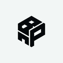 229 a rectangle polygon hexagon shape alphabet word letter geometric educational learning logo B N P