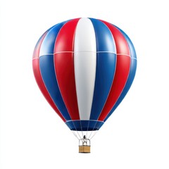 Fototapeta premium Hot air balloon, red, blue, and white on white background