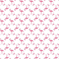 Seamless Pattern of Vibrant Pink Flamingos on a Light White Background