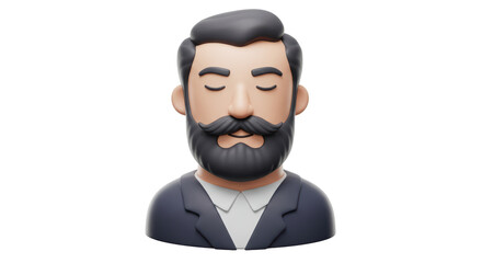 Isolated Bearded Man with Eyes Closed