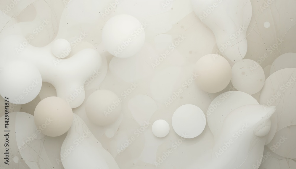 Poster abstract white sphere composition studio digital art minimalistic close-up soft texture and light ef