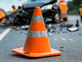 Traffic accident response urban road emergency scene daytime close-up public safety measures