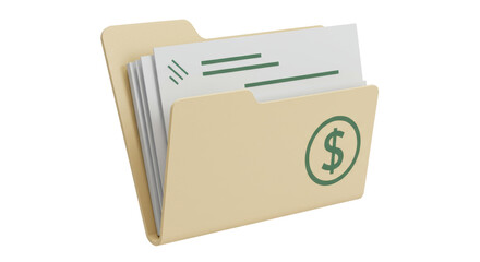 Isolated File Folder with Dollar Sign for Financial Documents