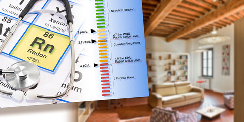 RADON INSPECTION REPORT CONCEPT - Testing Report with residential interior and measurement of...