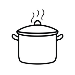 cooking pot steam vector line art