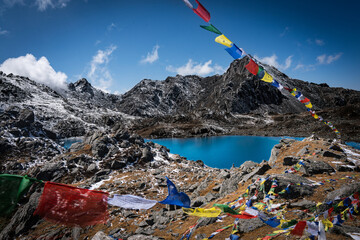 Beautiful Glacial Lake in the Himalayas of Suryakunda, Langtang National Park, Gosaikunda, Nepal...