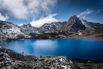 Beautiful Glacial Lake in the Himalayas of Suryakunda, Langtang National Park, Gosaikunda, Nepal...