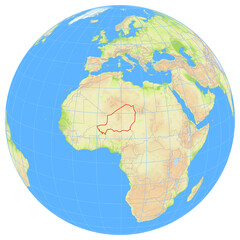 View of the earth from space showing the location of the Niger