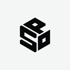 258 a rectangle polygon hexagon shape alphabet word letter geometric educational learning logo S P O