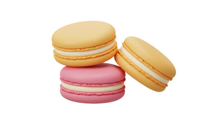 Isolated Stack of Three Colorful Macarons