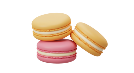 Isolated Stack of Three Colorful Macarons