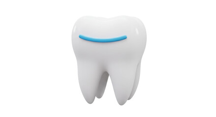 Isolated Clean Tooth with Blue Line