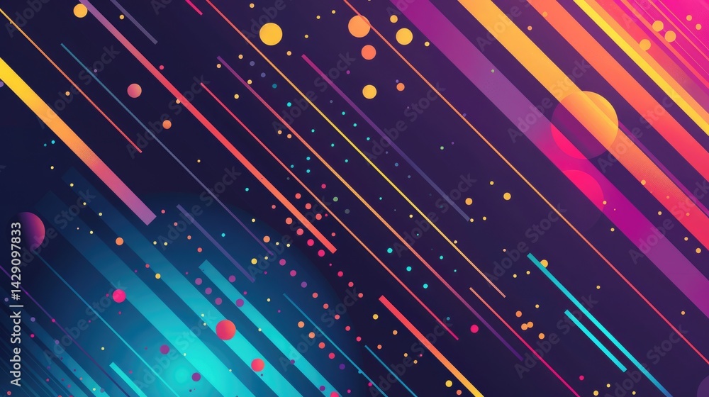 Poster abstract colorful geometric shapes effect on surface of digital cyber design express scene of cybers