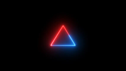 Neon effect frame on black background. Neon Triangle frame with shining effects.
