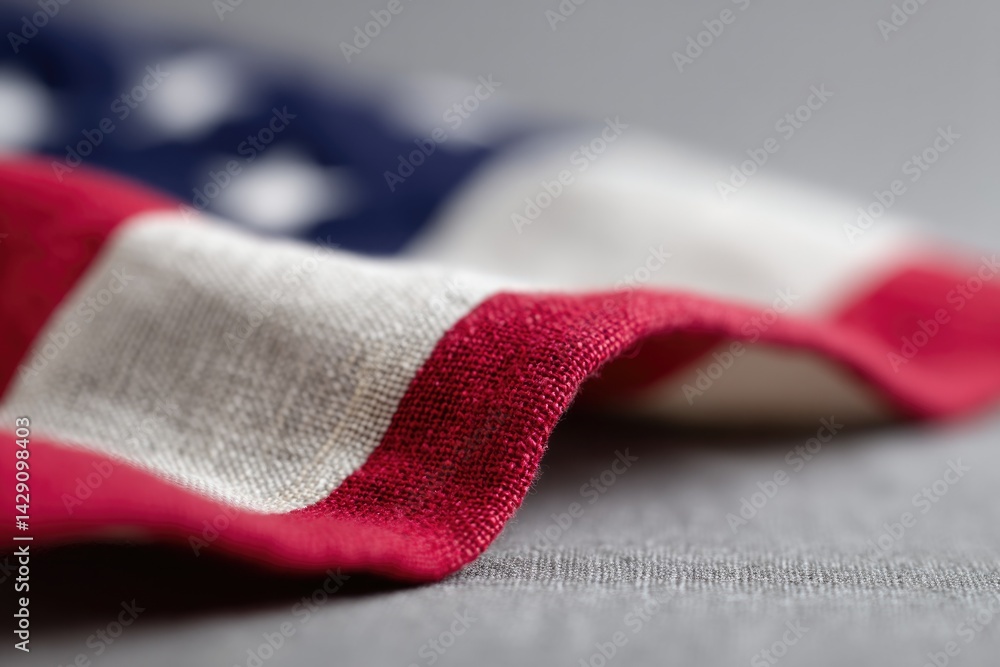 Poster singular close-up of fabric of usa flag capturing intricate weave of red white and blue colors with 