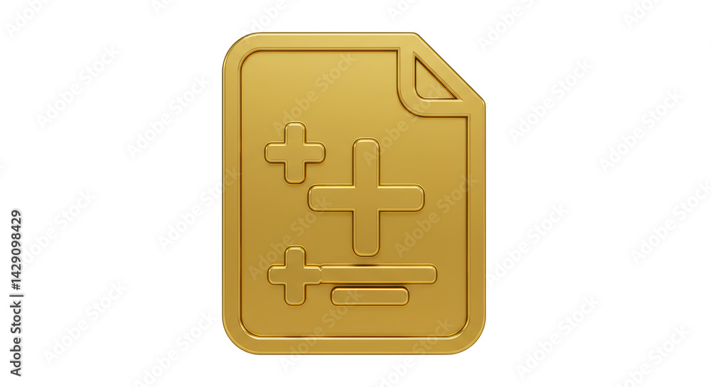 Poster isolated golden document with mathematical symbols