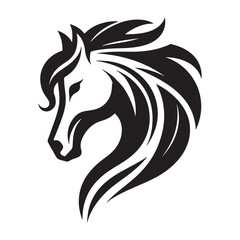 Obraz premium Horse head silhouette vector art- bold black ink design