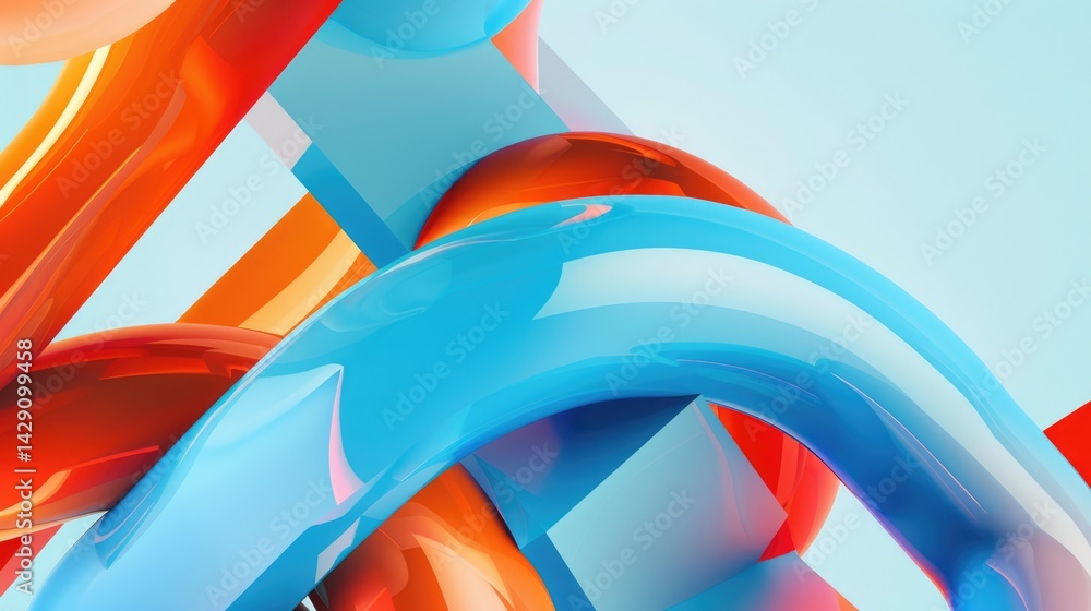 Poster the abstract picture of blue and orange shape repetitive pattern polygon geometry background, geomet