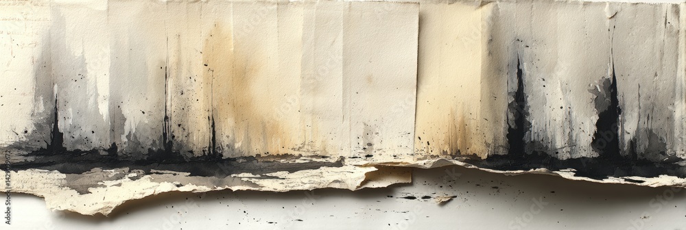 Poster torn paper reveals oil-themed underlayer creating striking contrast in artistic representation of na